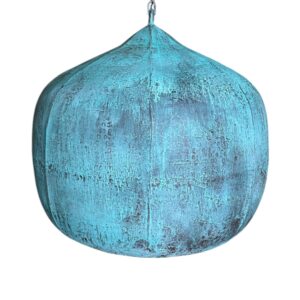handmade copper pendant lamp vintage turquoise patina indonesia