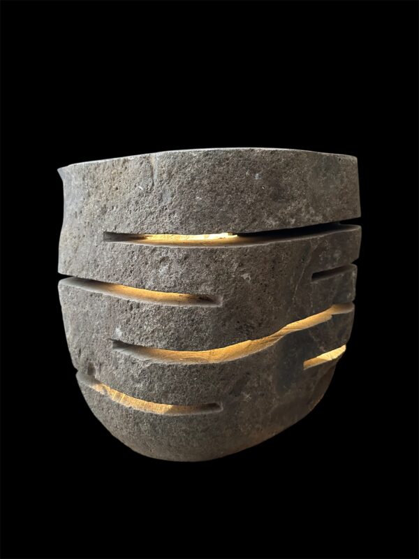 Natural stone stool lamp- handmade in Indonesia Art. No. SL00105