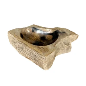Hand-carved petrified wood sink with rustic natural finish
