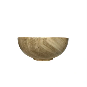 Handcrafted natural onyx bowl with polished finish and warm beige tones