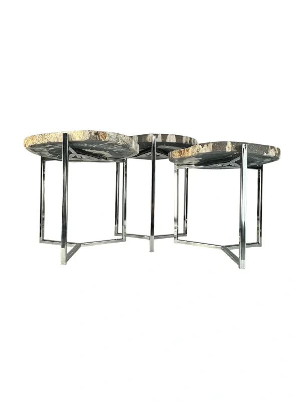 Set of three petrified wood accent tables Art. No. DT00222