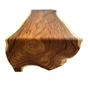 Live edge suar wood table handcrafted from solid natural wood with organic grain