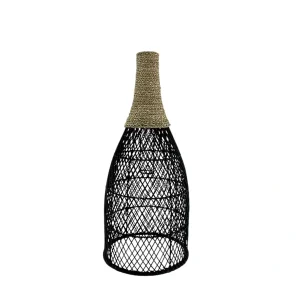 Boho handmade pendant light made from natural materials hanging from ceiling