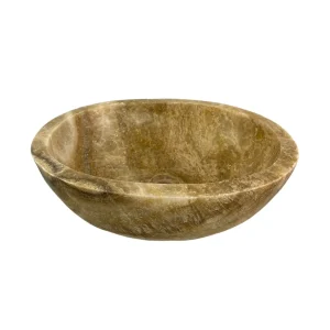 Natural onyx bathroom sink with polished interior and exterior