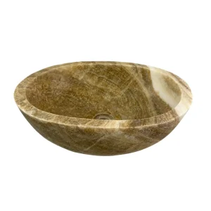 Natural onyx bathroom sink with polished interior and exterior