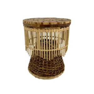 handmade natural fiber accent stool woven decorative stool