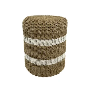 handmade natural fiber accent stool woven decorative stool