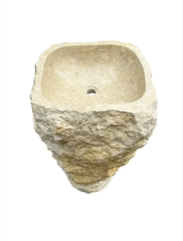 Marble Pedestal Sink – Handmade Natural Stone Bathroom Sink | Art. No. MPS00465