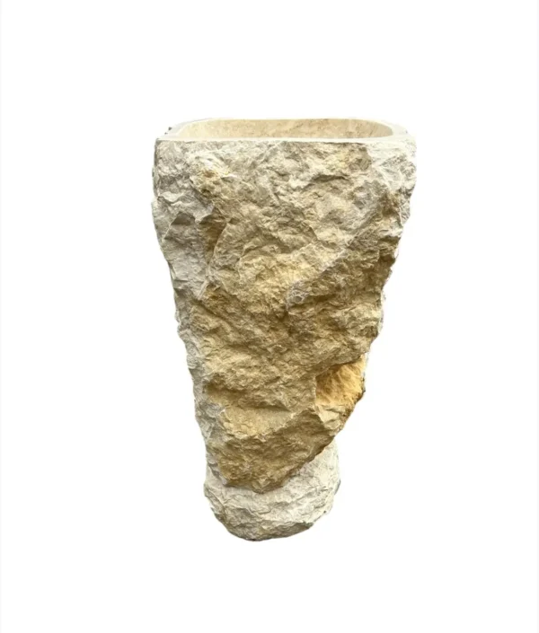 Marble Pedestal Sink – Handmade Natural Stone Bathroom Sink | Art. No. MPS00465