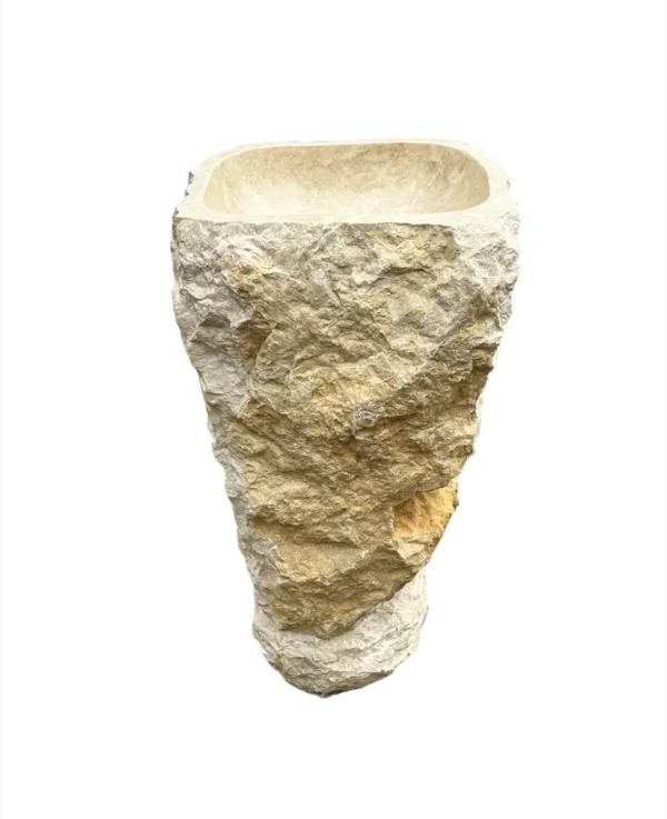 Marble Pedestal Sink – Handmade Natural Stone Bathroom Sink | Art. No. MPS00465