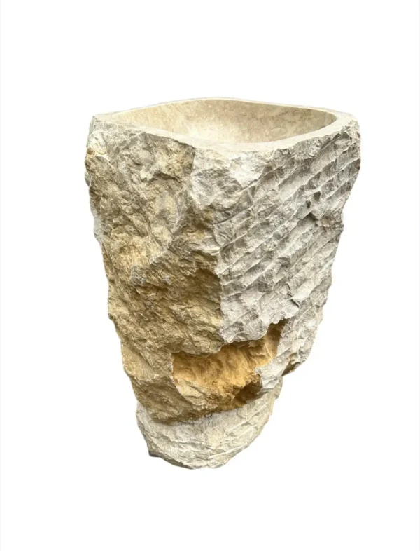 Marble Pedestal Sink – Handmade Natural Stone Bathroom Sink | Art. No. MPS00465