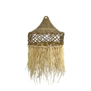 Rustic pendant light handcrafted from natural materials with aged finish for rustic interiors