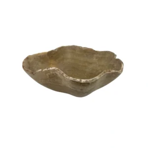 Handcrafted natural onyx bowl with polished finish and warm beige tones