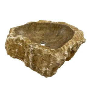 Natural onyx bathroom sink with polished interior and exterior