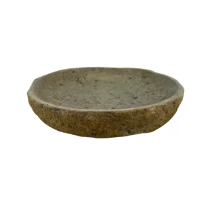 Handcrafted natural river stone tray with polished interior and textured exterior