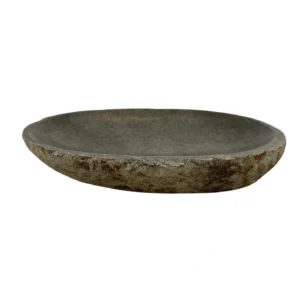 Handcrafted natural river stone tray with polished interior and textured exterior