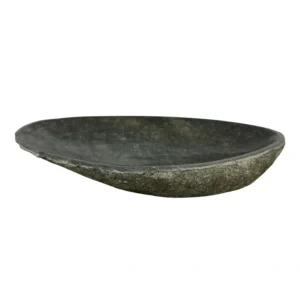 Handcrafted natural river stone tray with polished interior and textured exterior