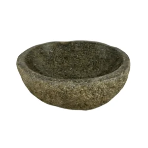 Handcrafted natural river stone bowl with polished interior and textured exterior