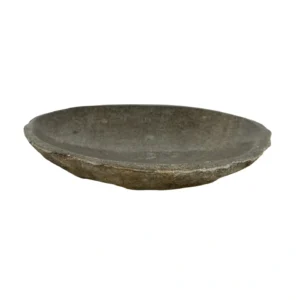 Handcrafted natural river stone tray with polished interior and textured exterior
