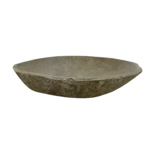 Handcrafted natural river stone tray with polished interior and textured exterior