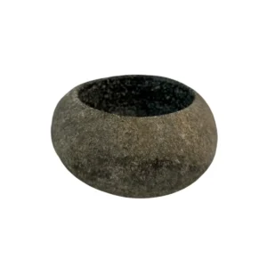 Handcrafted natural river stone bowl with polished interior and textured exterior