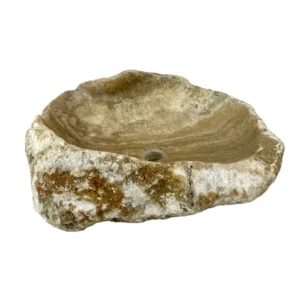 Natural onyx sink with polished interior and exterior