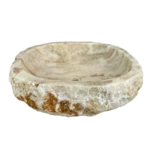 Natural onyx bathroom sink with polished interior and exterior