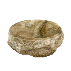 Natural onyx bathroom sink with polished interior and exterior