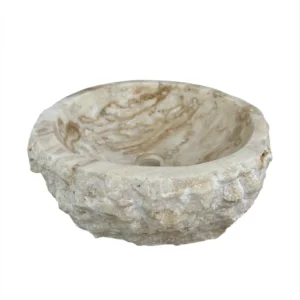 Natural onyx bathroom sink with polished interior and exterior