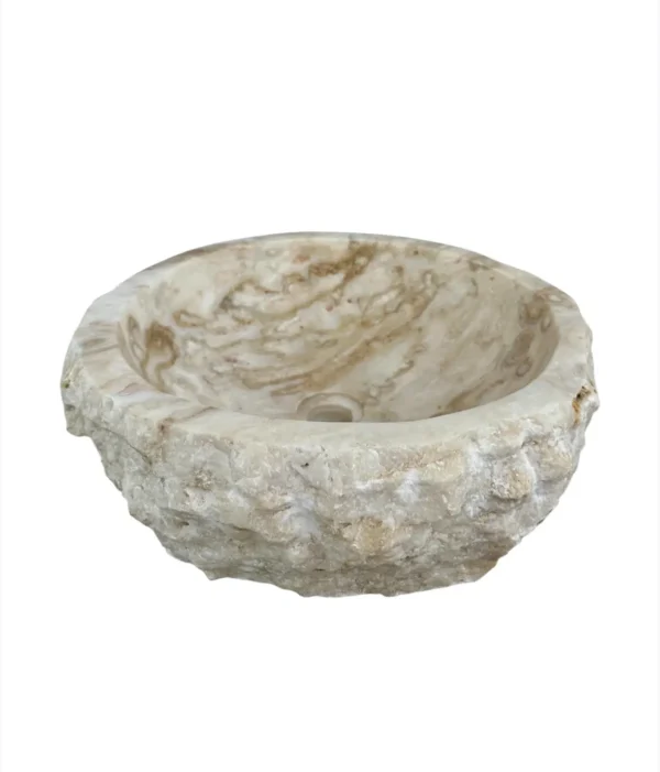 Natural onyx bathroom sink with polished interior and exterior