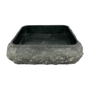 rectangular andesite sink with natural textured exterior