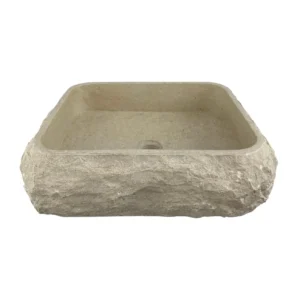 rectangular marble sink with natural textured exterior