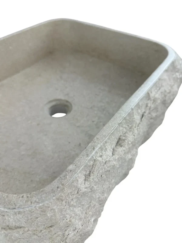 Rectangular Natural Marble Sink – Handcrafted Design | Art. No. MS00663