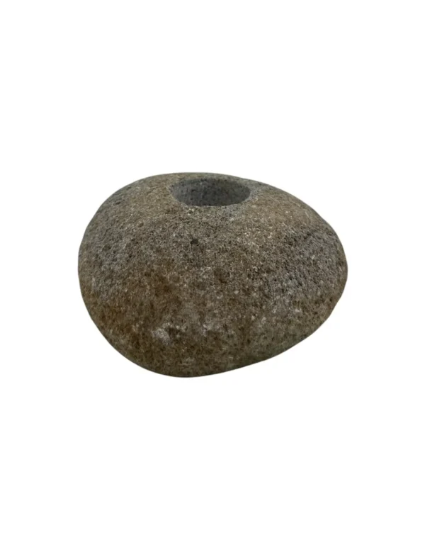 handcrafted river stone candle holder with organic rounded form