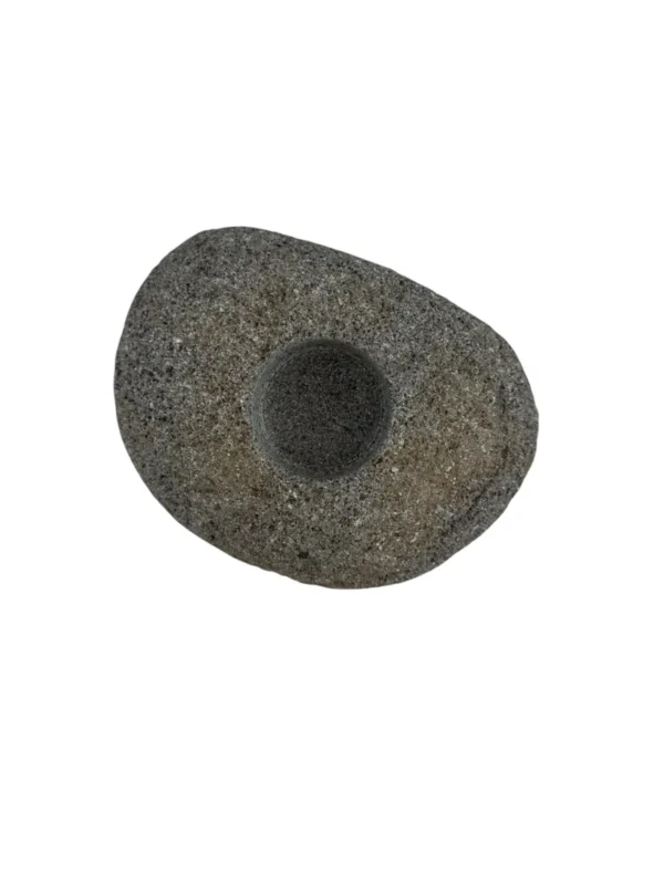River Stone Candle Holder – Handmade Natural Stone Decor | Art. No. CH00639