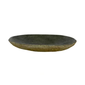 Handcrafted natural river stone tray with polished interior and textured exterior