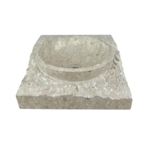 marble sink with stone base and integrated round basin