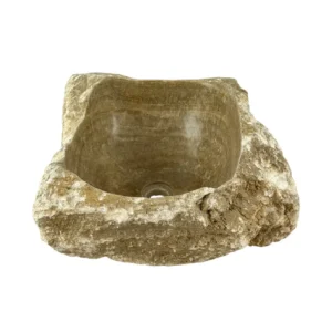 Natural onyx bathroom sink with polished interior and exterior